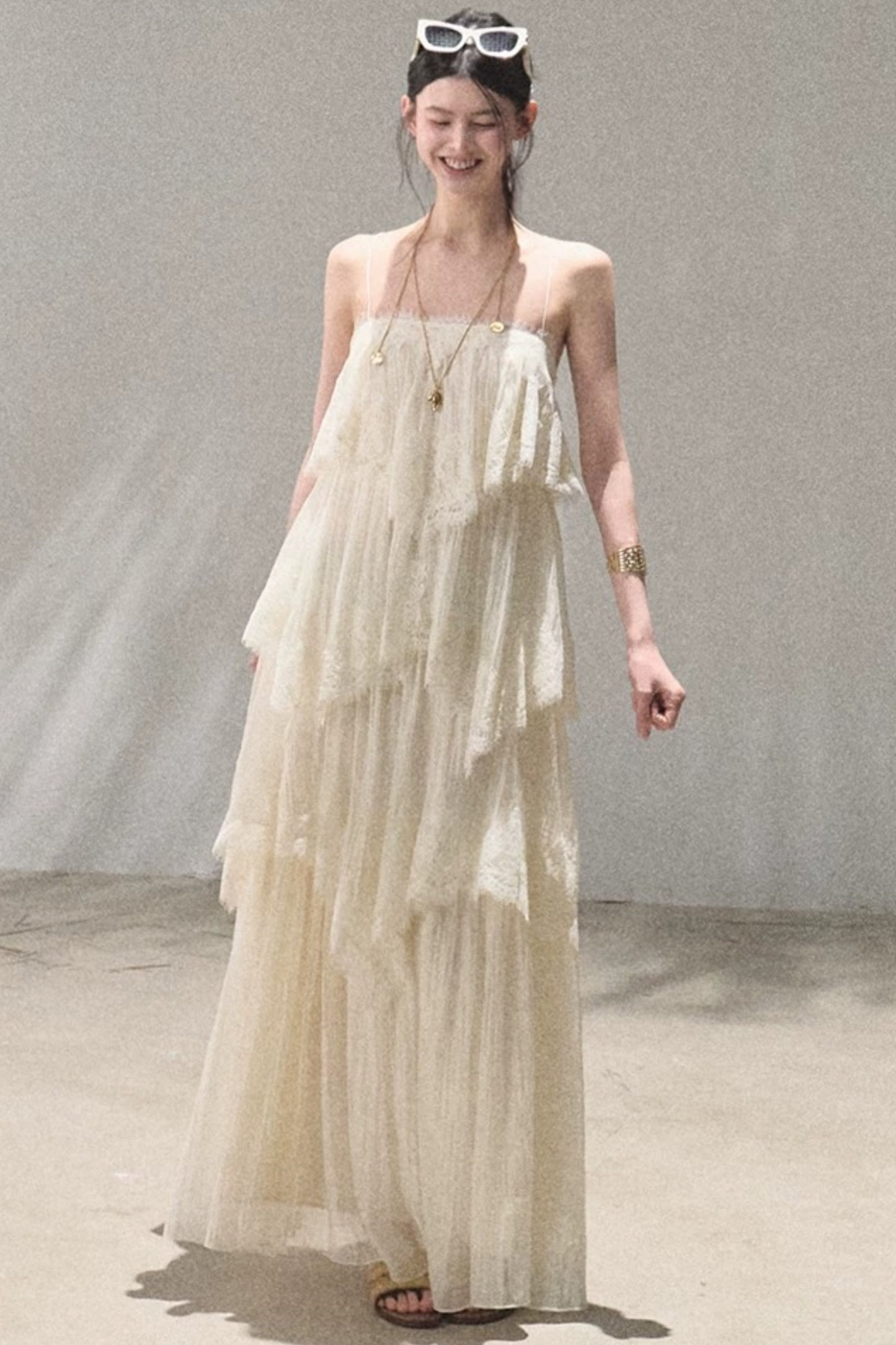 Heartbeat Lace Tiered Long Dress