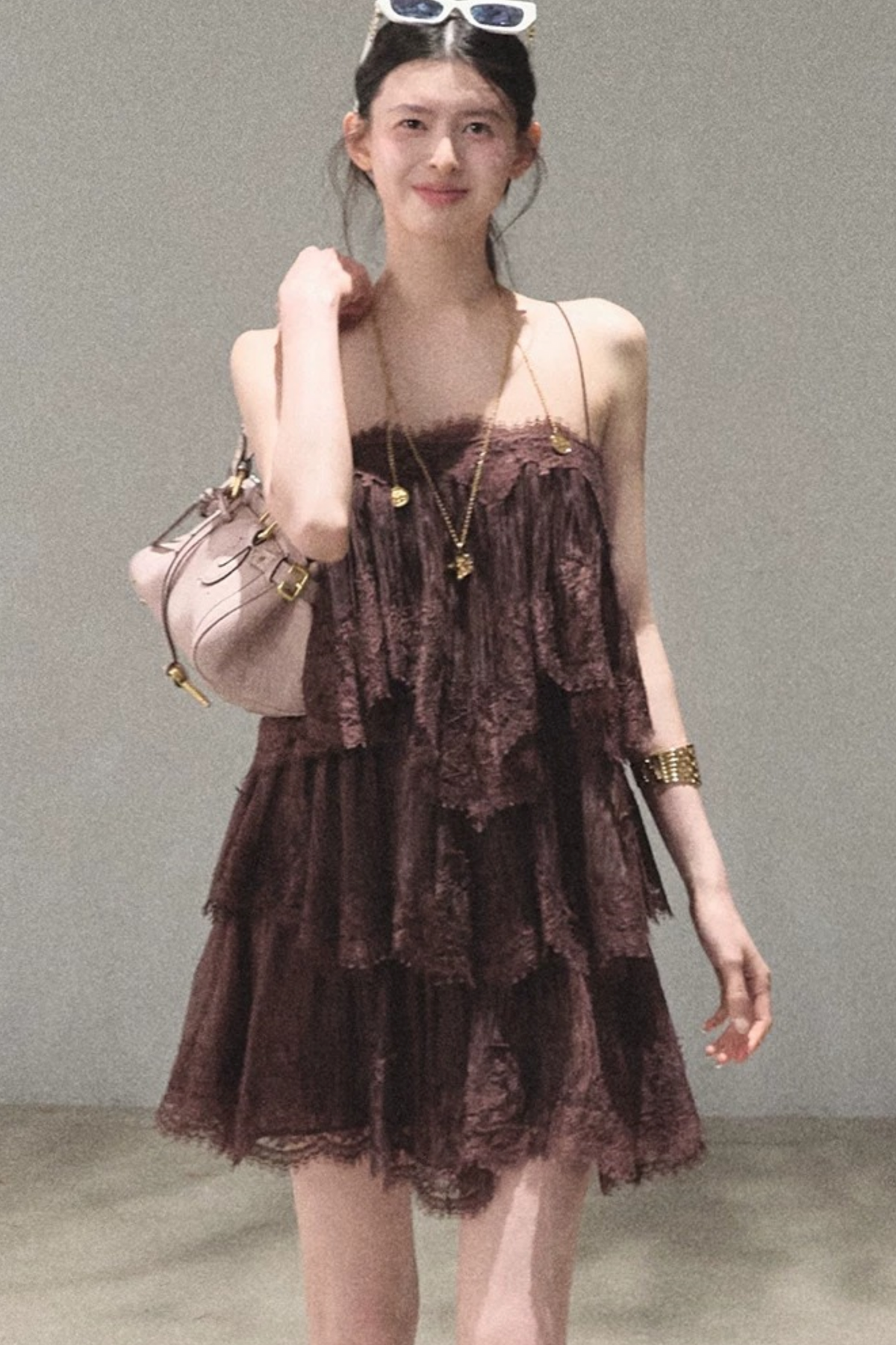 Heartbeat Lace Tiered Mini Dress With Built-In Shorts
