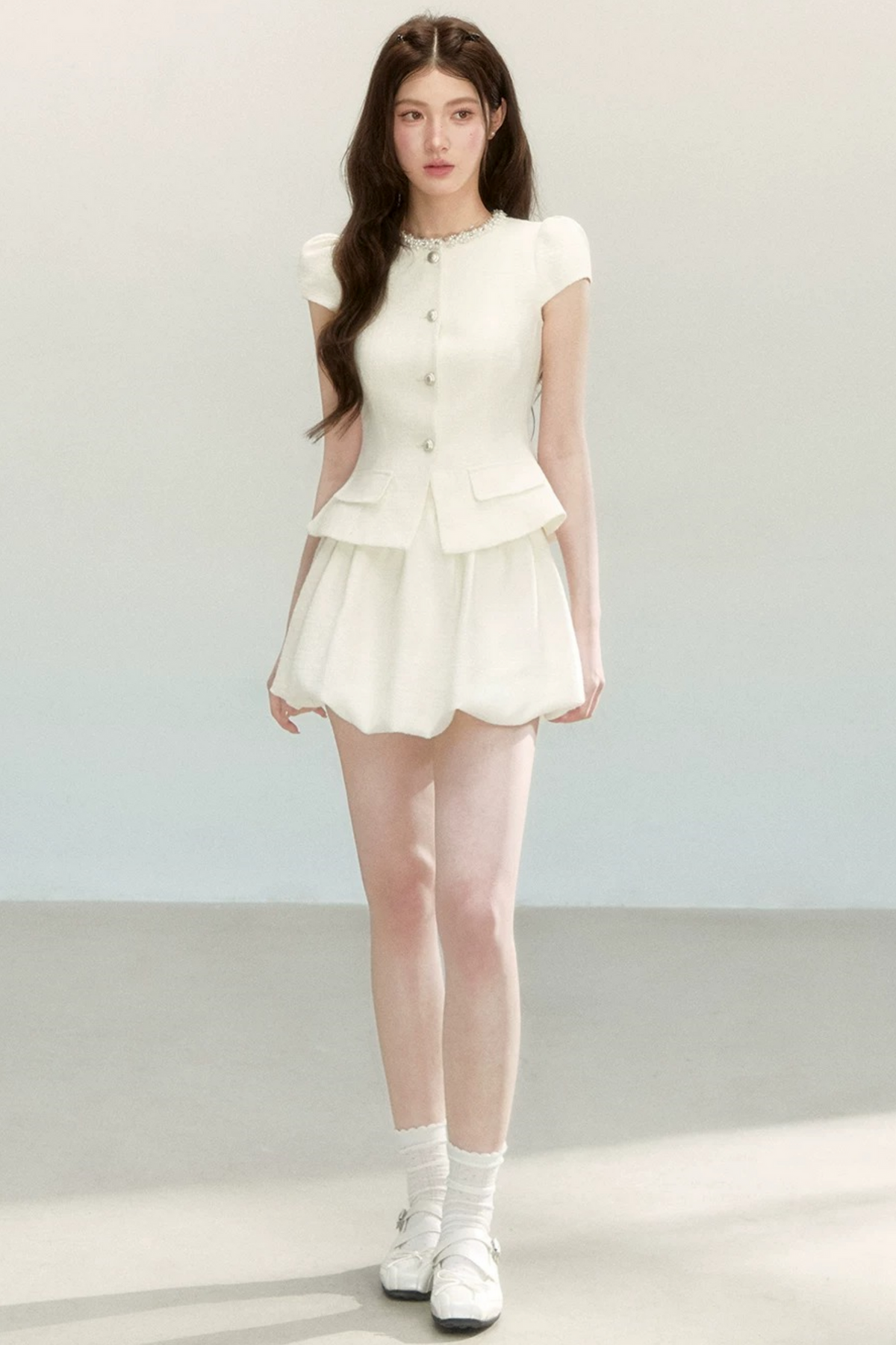 Tweed Puff Skirt and Top Set