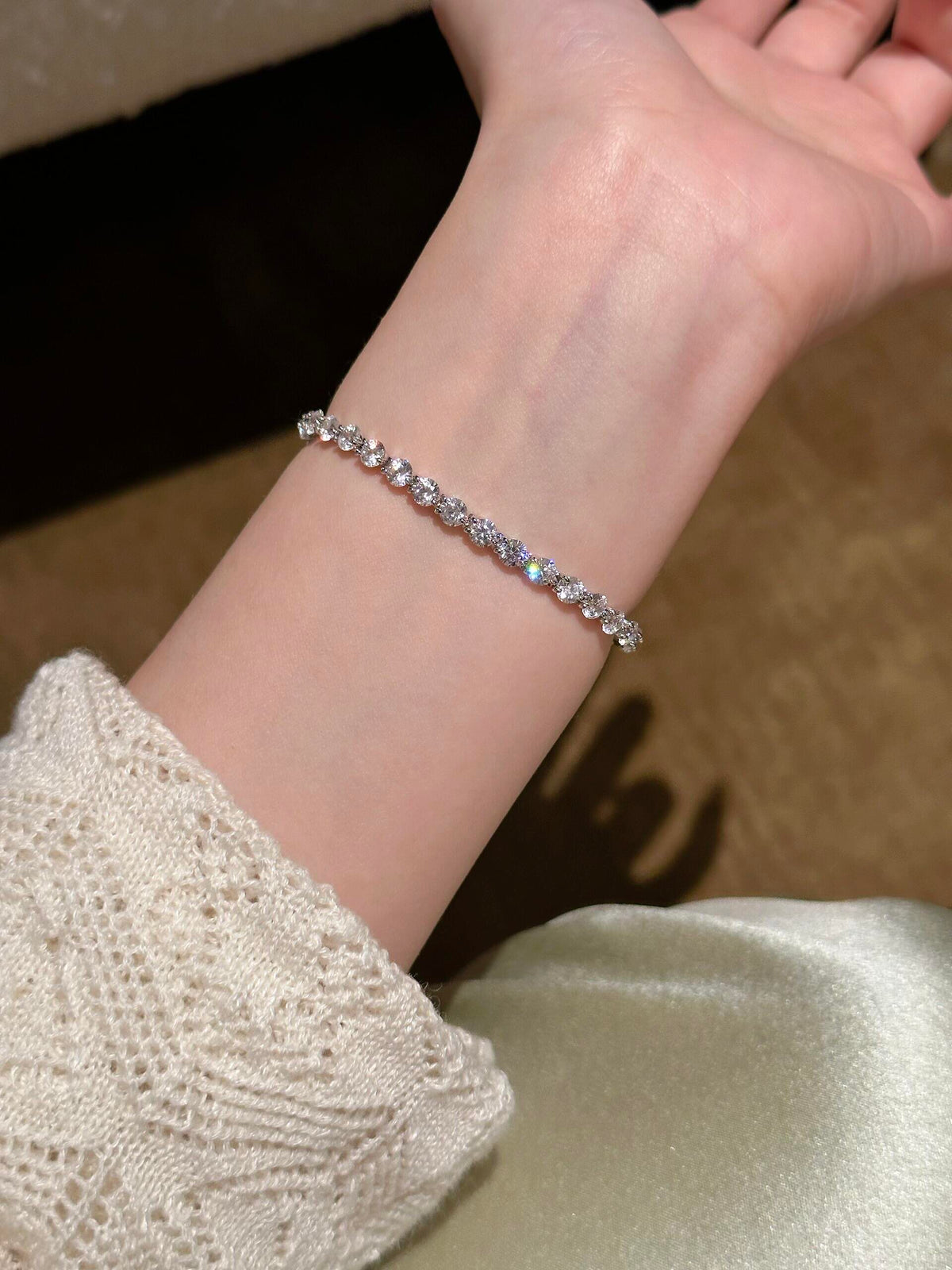 S925 Sterling Tennis Round Diamonds Bracelet
