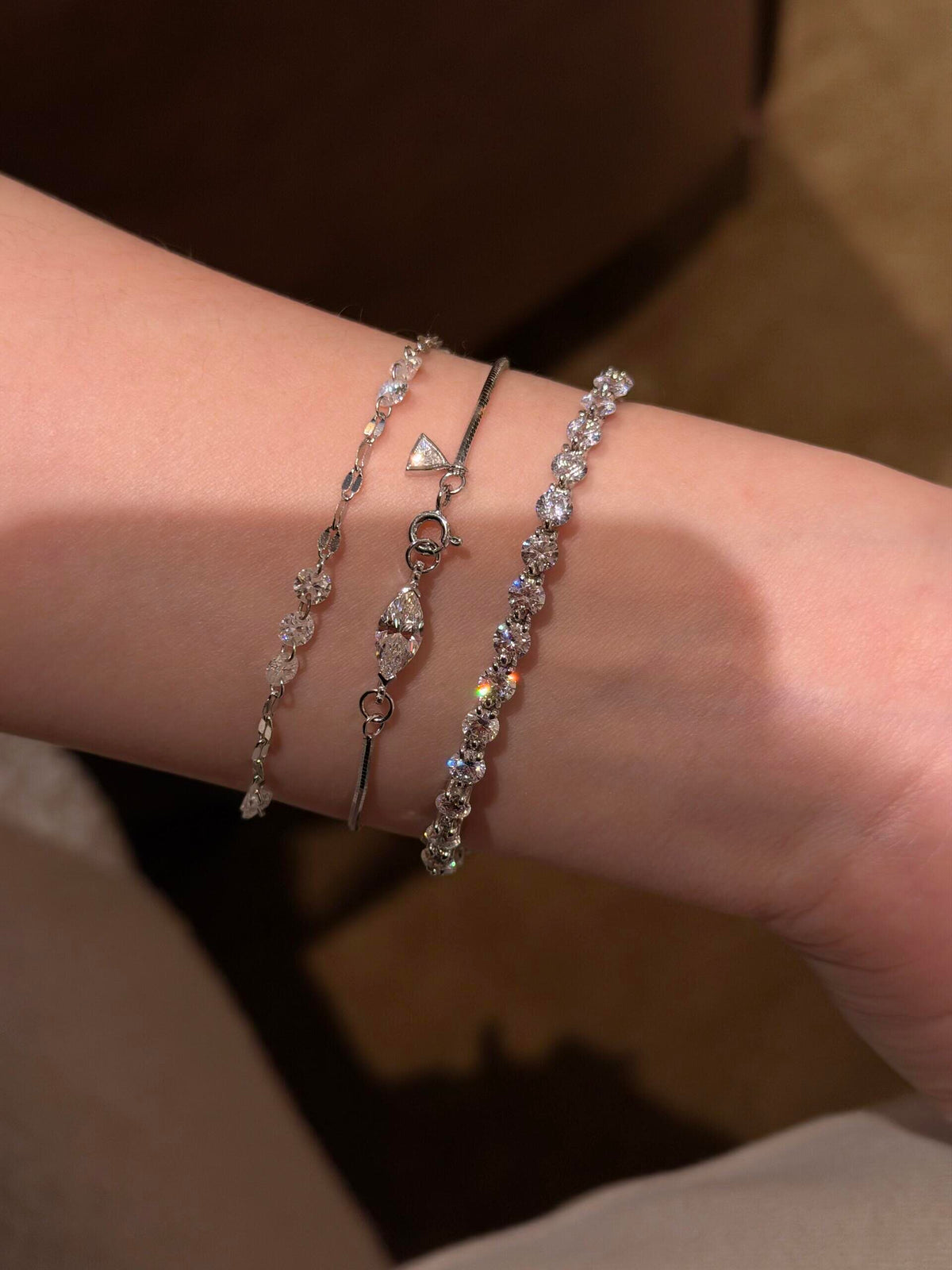 S925 Sterling Tennis Round Diamonds Bracelet