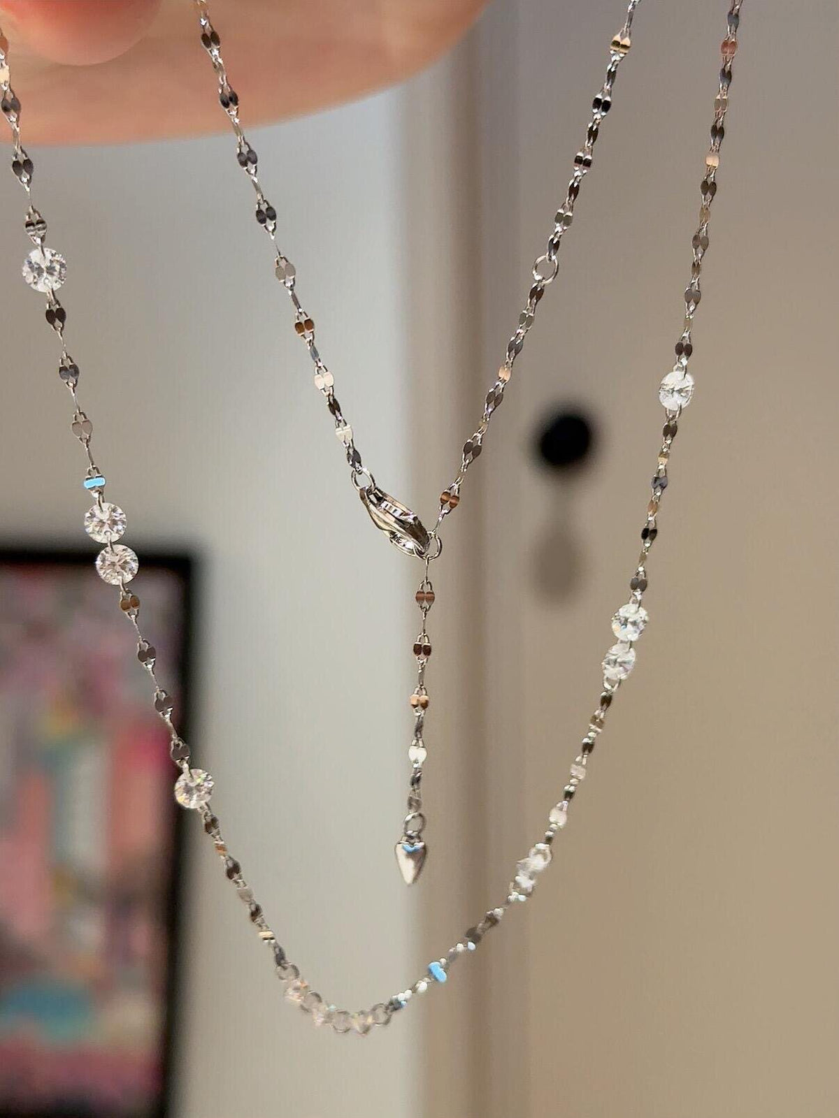 S925 Sterling Sparkling Diamond-studded Water Ripple Necklace or Bracelet
