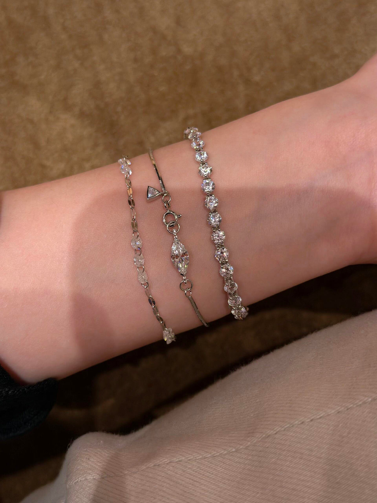 S925 Sterling Tennis Round Diamonds Bracelet