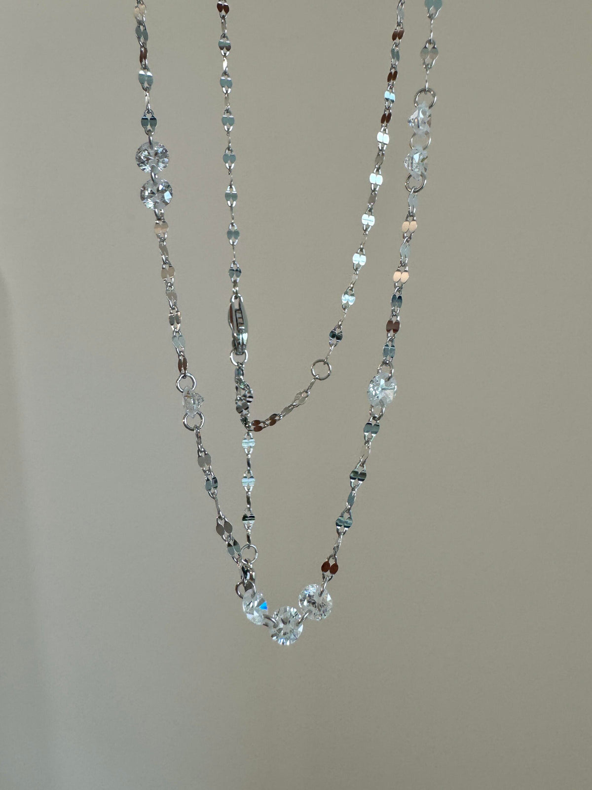 S925 Sterling Sparkling Diamond-studded Water Ripple Necklace or Bracelet