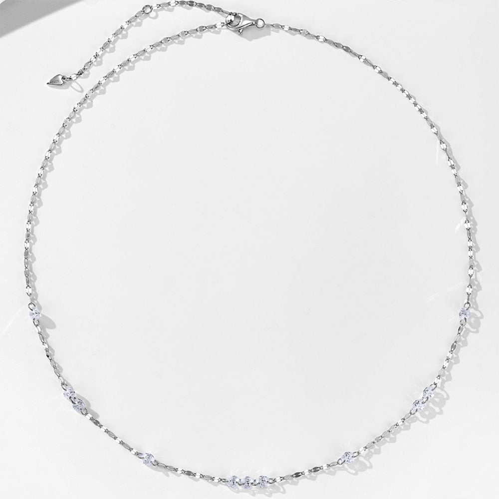 S925 Sterling Sparkling Diamond-studded Water Ripple Necklace or Bracelet