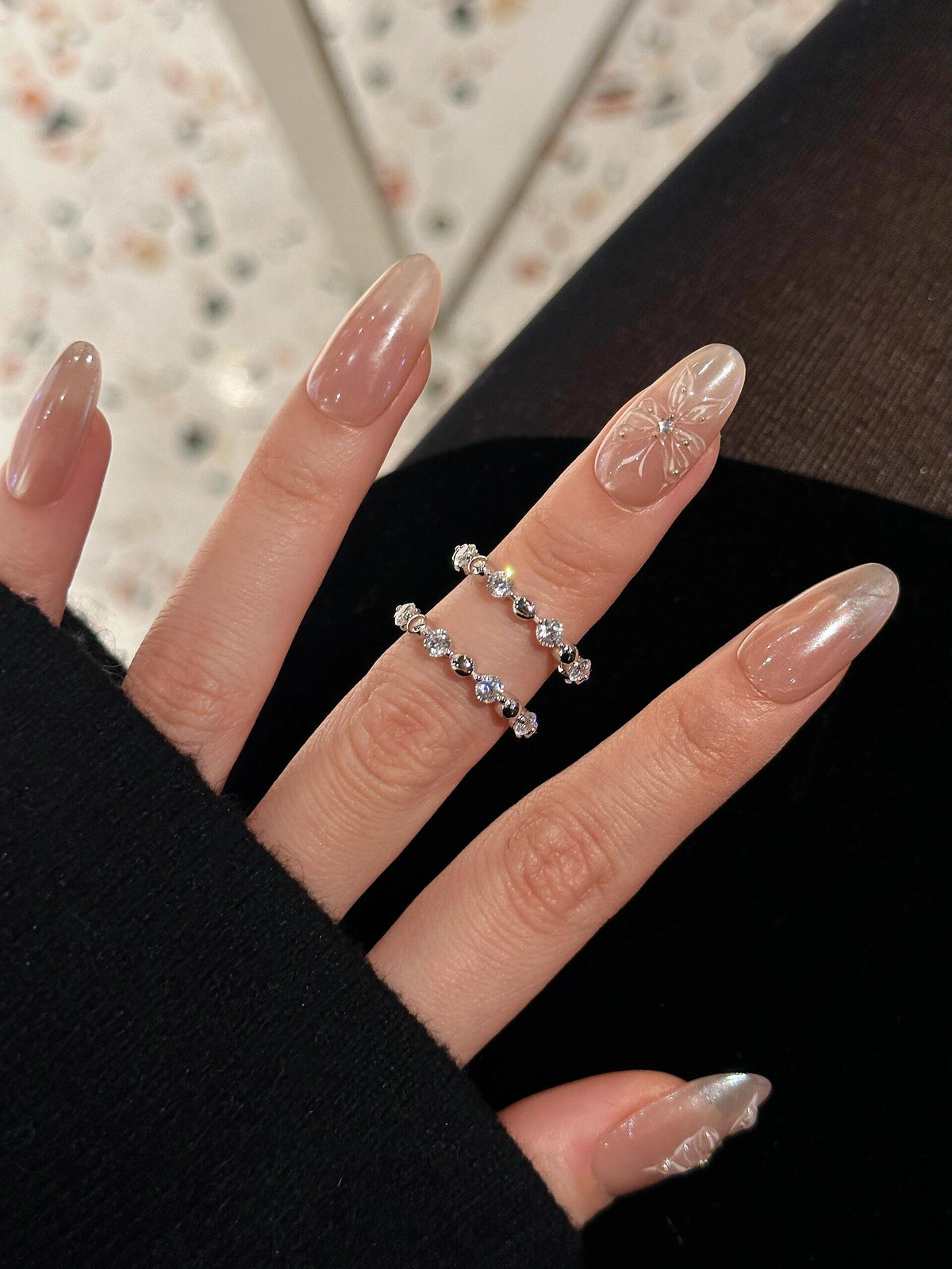 S925 Sterling Moissanite Spaced Round Band Bead Rings