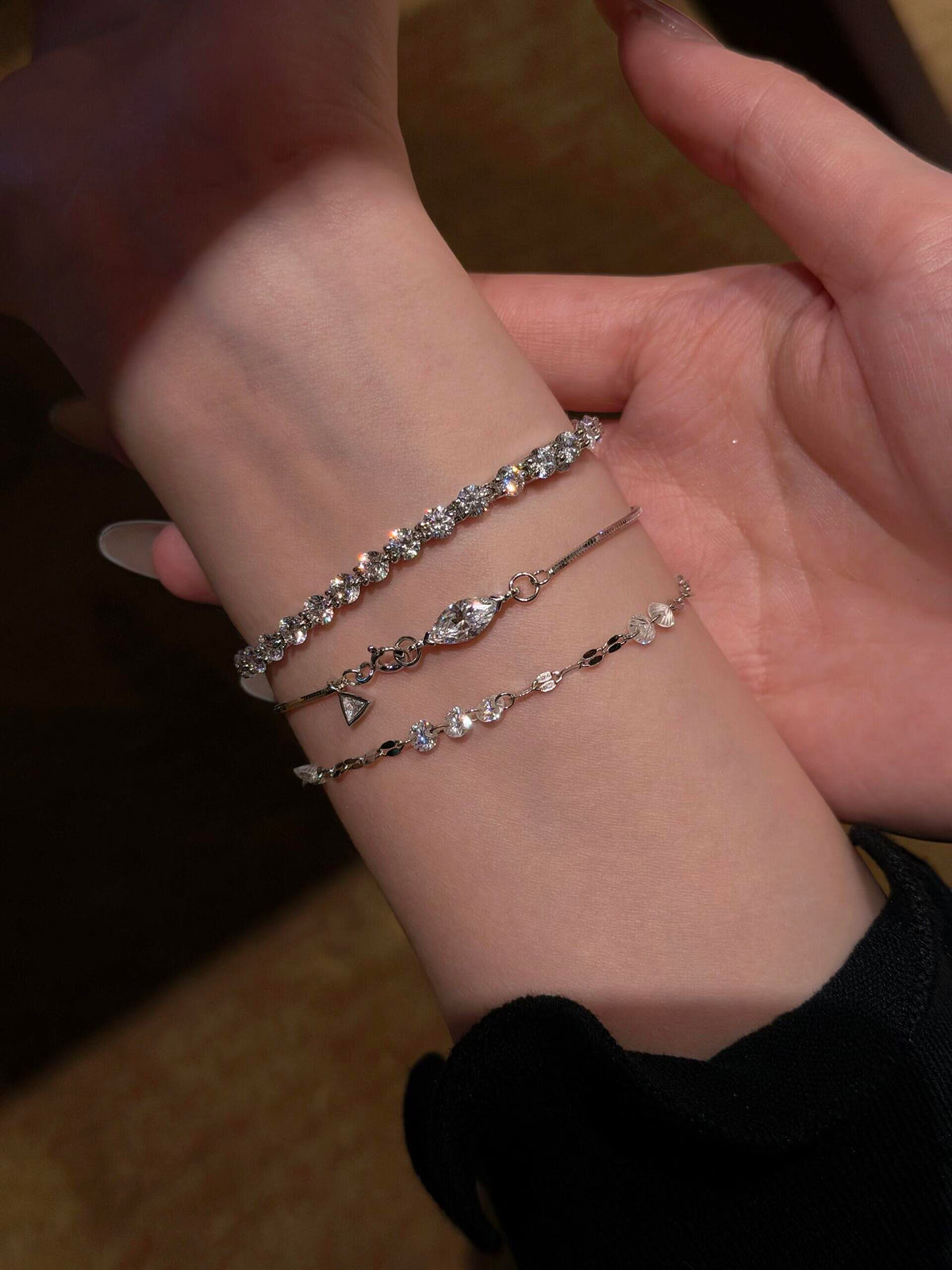 S925 Sterling Tennis Round Diamonds Bracelet