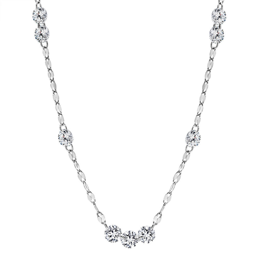 S925 Sterling Sparkling Diamond-studded Water Ripple Necklace or Bracelet