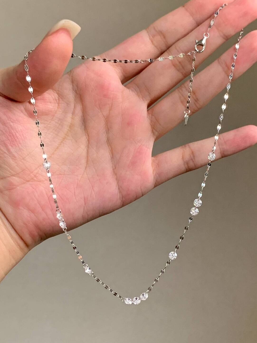 S925 Sterling Sparkling Diamond-studded Water Ripple Necklace or Bracelet