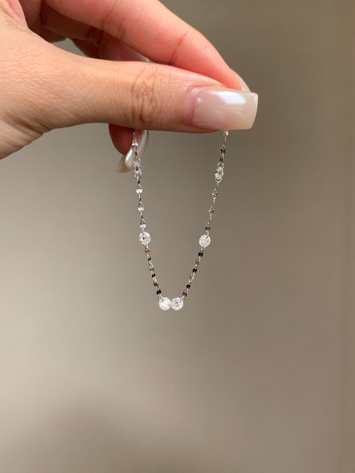 S925 Sterling Sparkling Diamond-studded Water Ripple Necklace or Bracelet