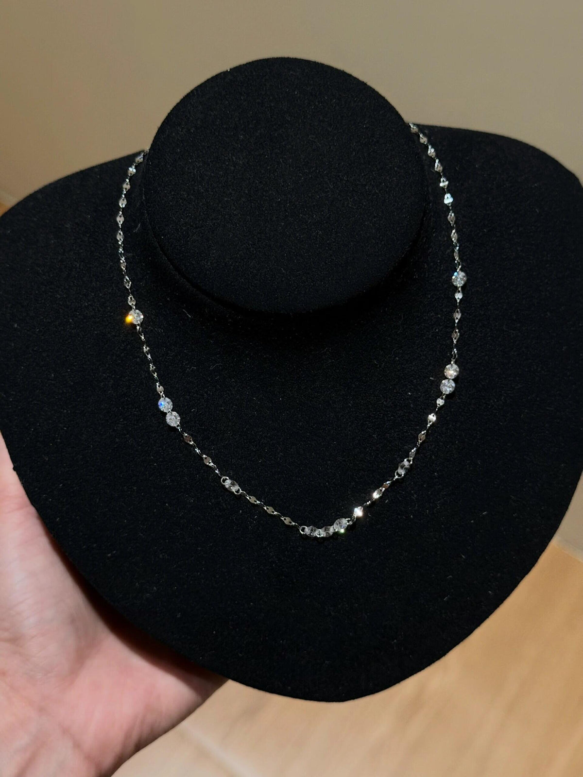 S925 Sterling Sparkling Diamond-studded Water Ripple Necklace or Bracelet