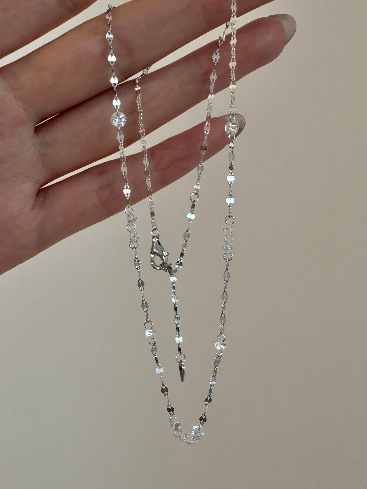 S925 Sterling Sparkling Diamond-studded Water Ripple Necklace or Bracelet