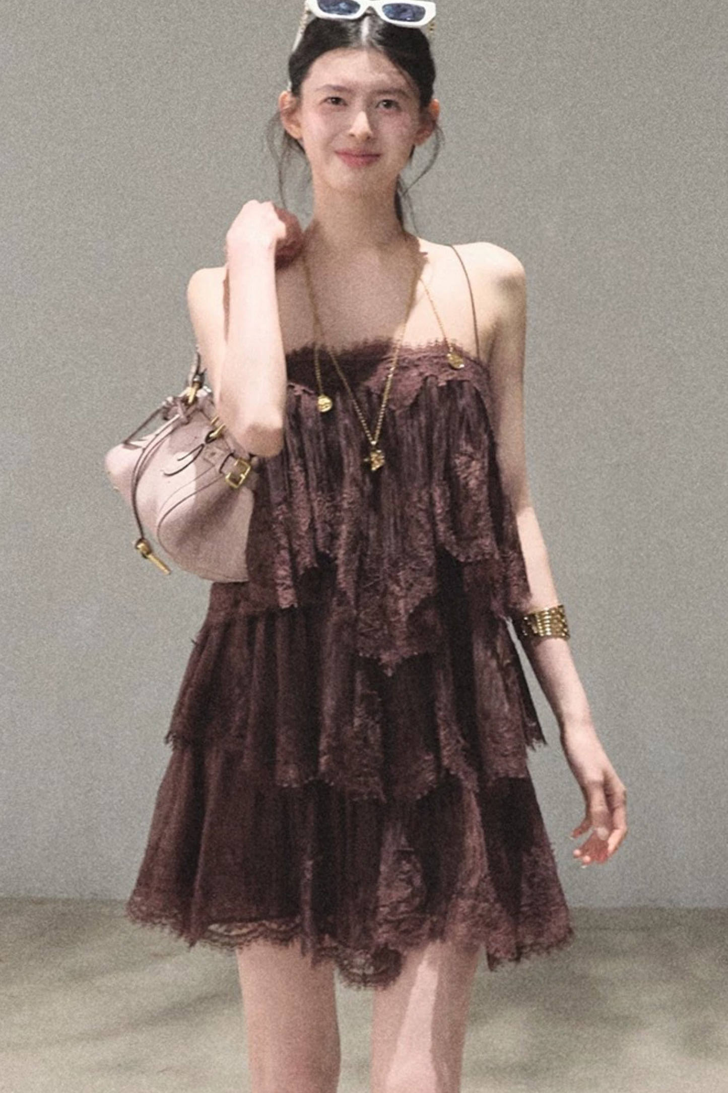 Heartbeat Lace Tiered Mini Dress With Built-In Shorts