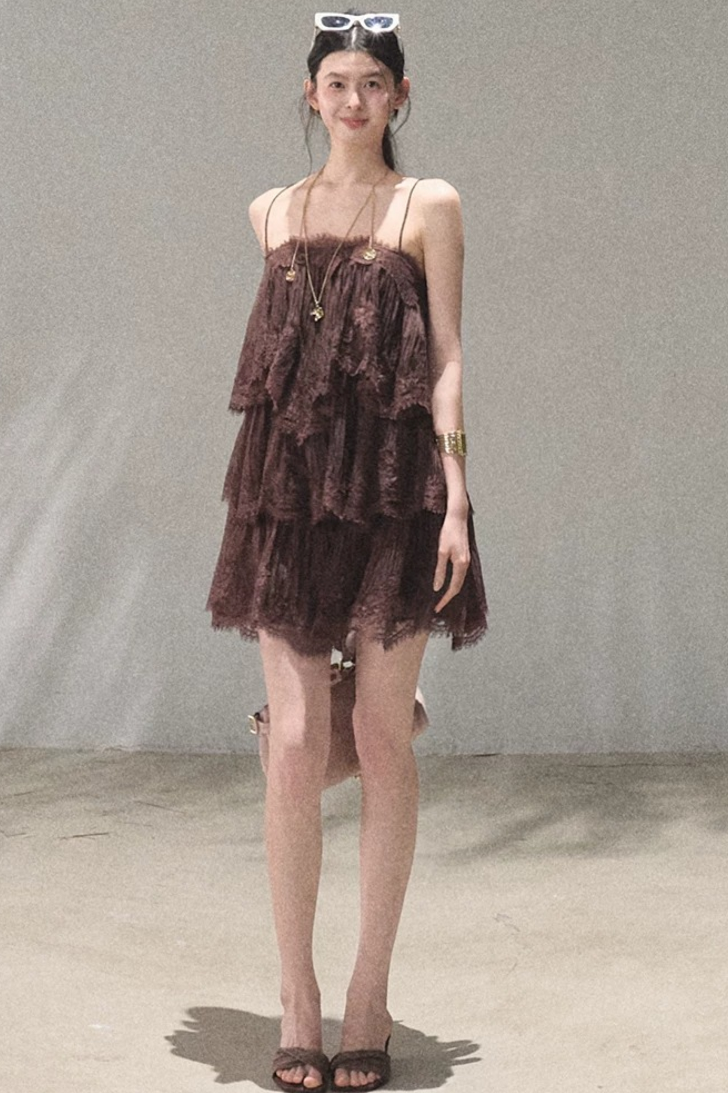Heartbeat Lace Tiered Mini Dress With Built-In Shorts