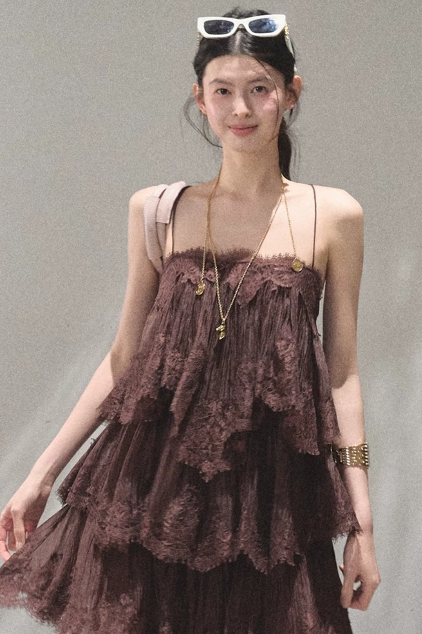 Heartbeat Lace Tiered Mini Dress With Built-In Shorts