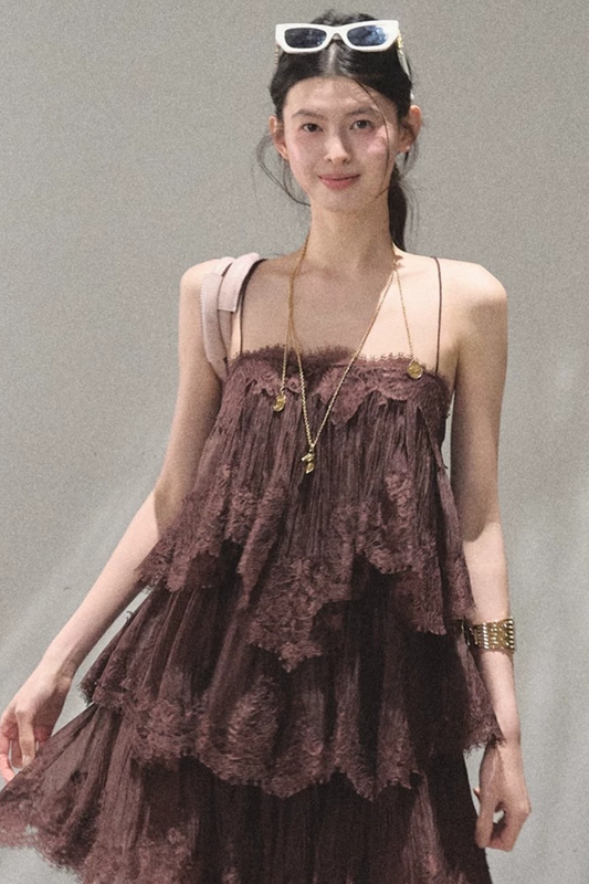 Heartbeat Lace Tiered Mini Dress With Built-In Shorts