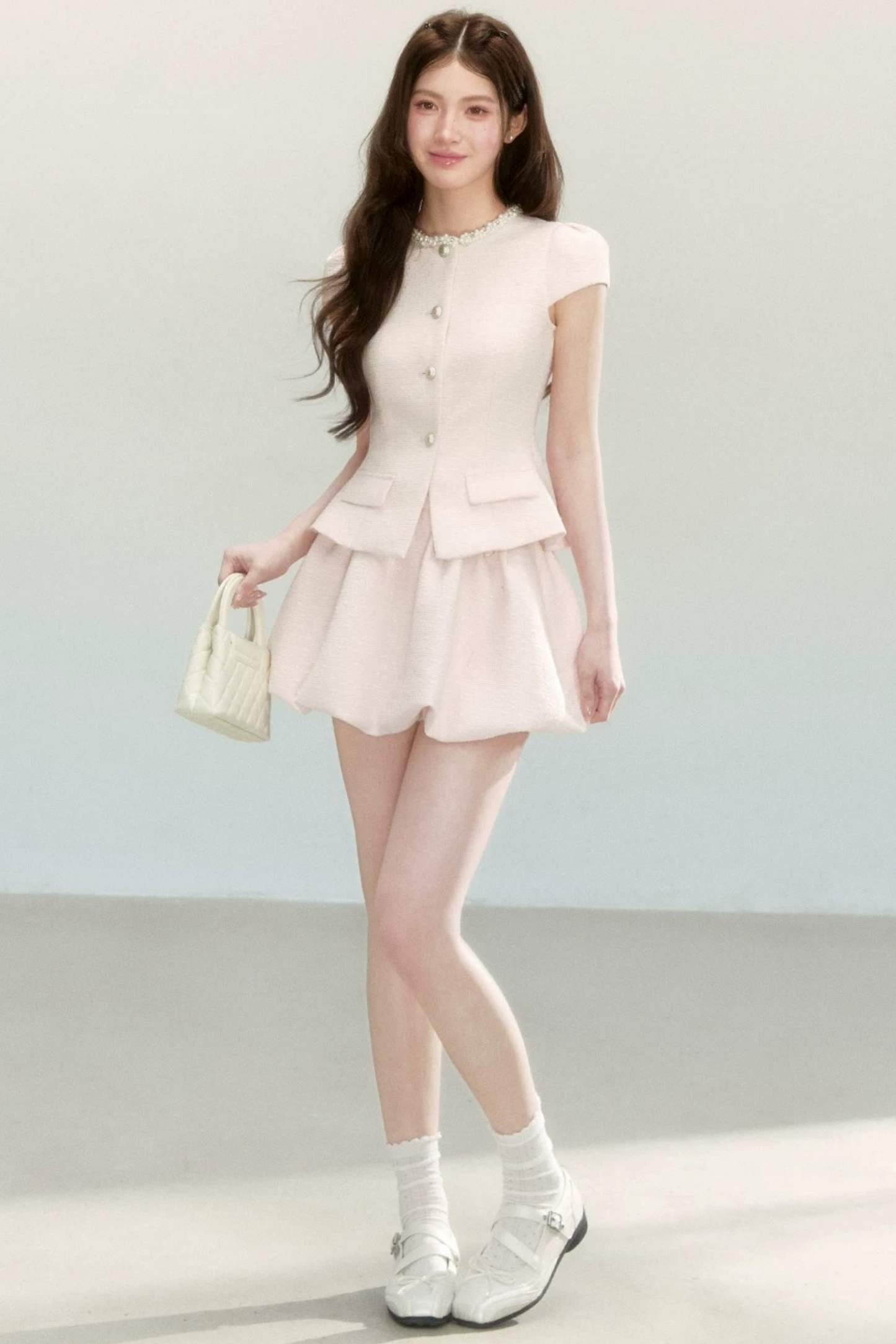 Tweed Puff Skirt and Top Set