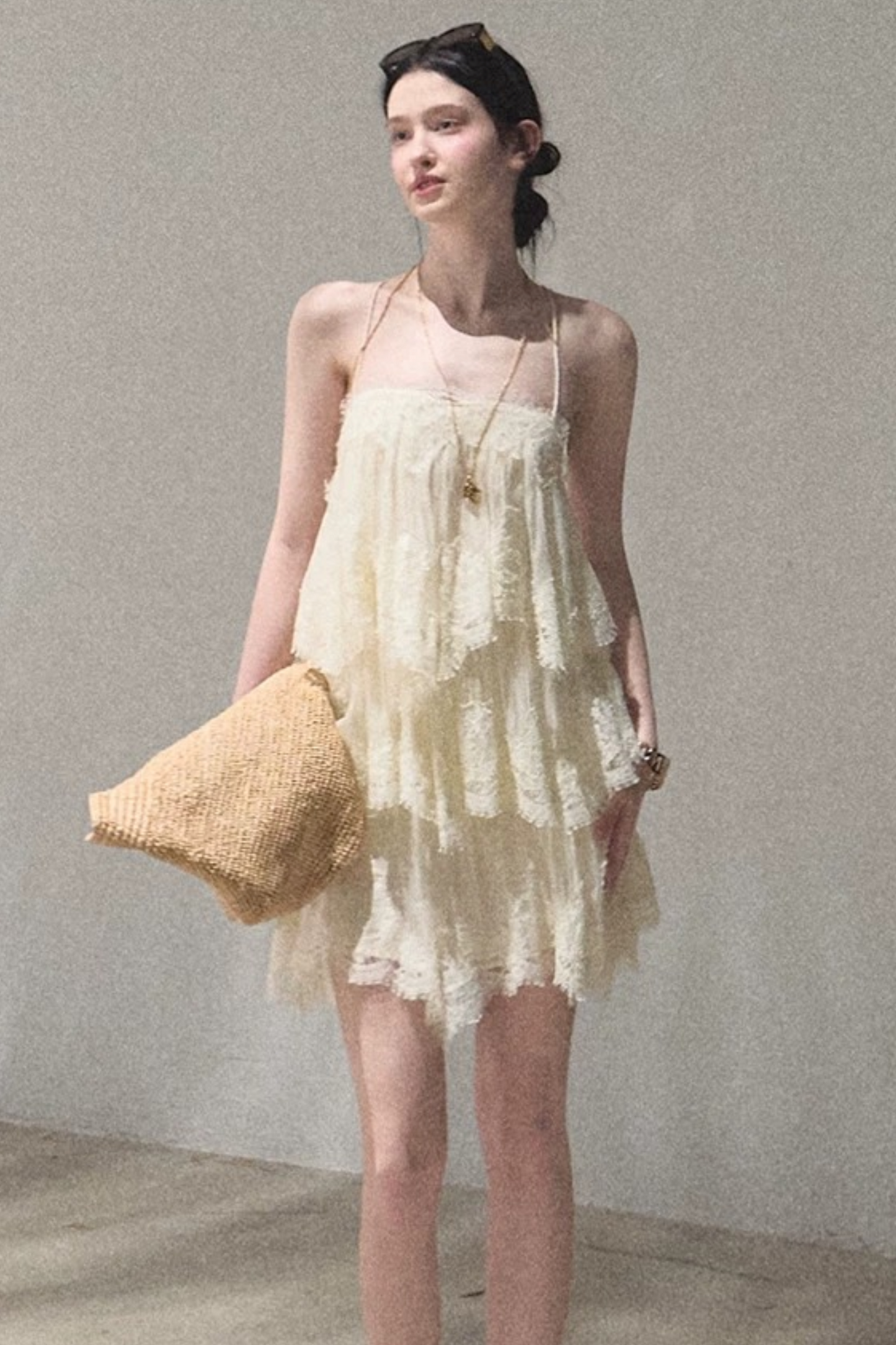 Heartbeat Lace Tiered Mini Dress With Built-In Shorts
