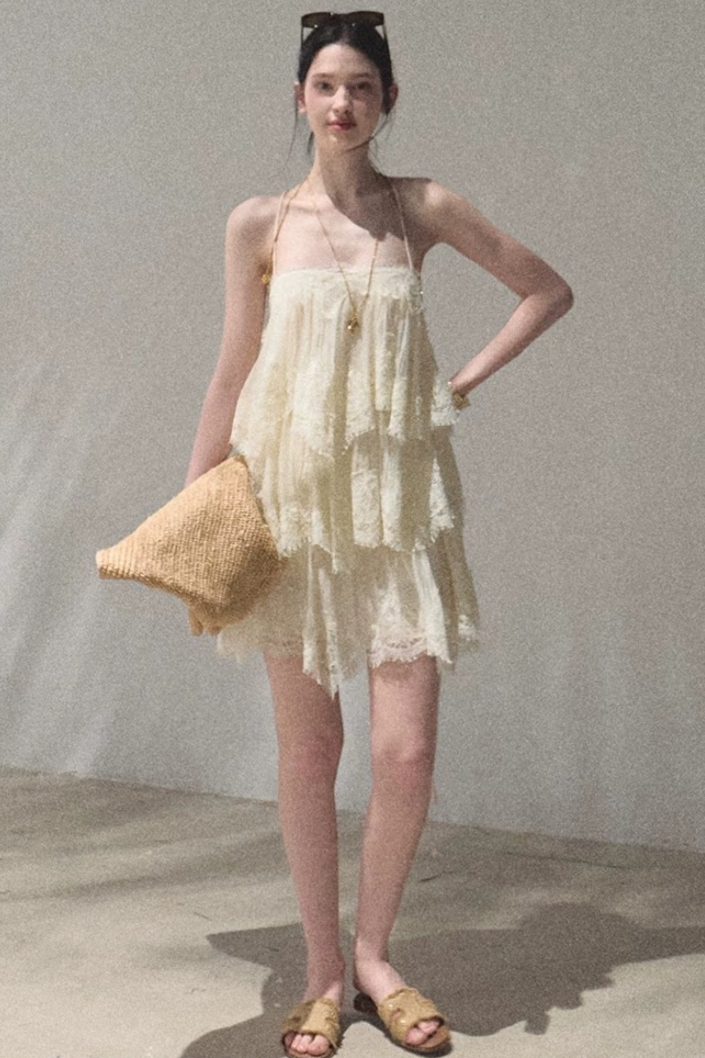 Heartbeat Lace Tiered Mini Dress With Built-In Shorts