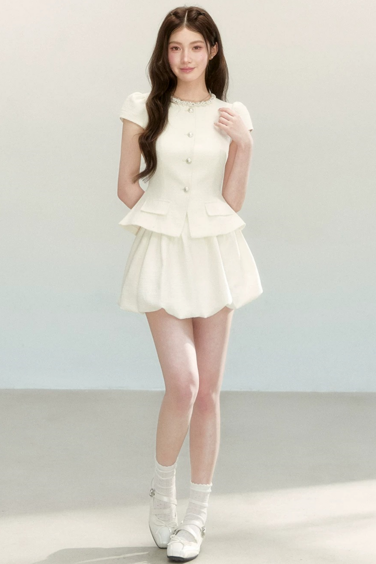 Tweed Puff Skirt and Top Set