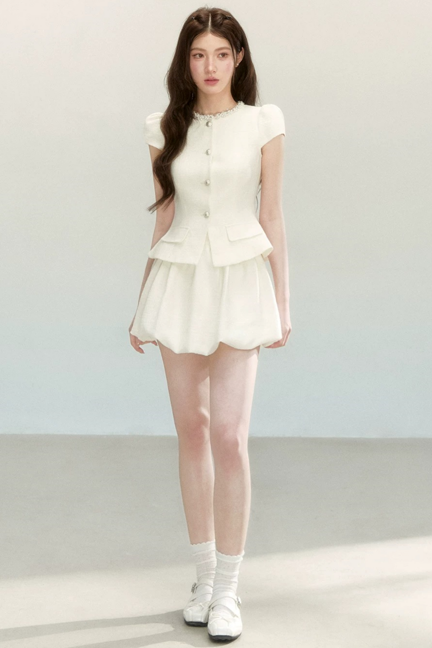Tweed Puff Skirt and Top Set