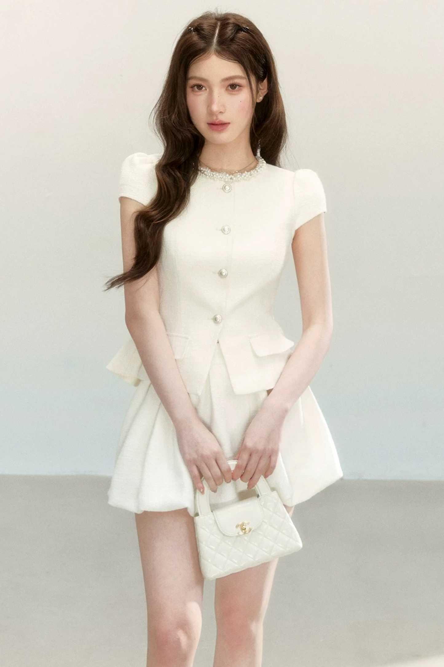 Tweed Puff Skirt and Top Set