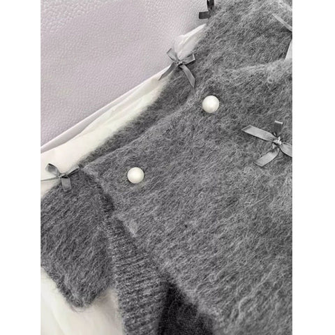 Mini Bows Cardigan - Grey