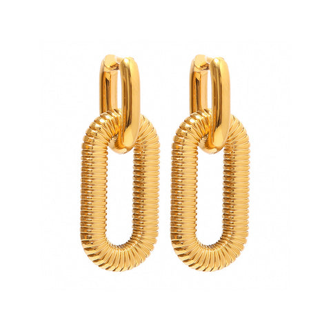 18k Gold Plated Chain Links Dangle Earrings