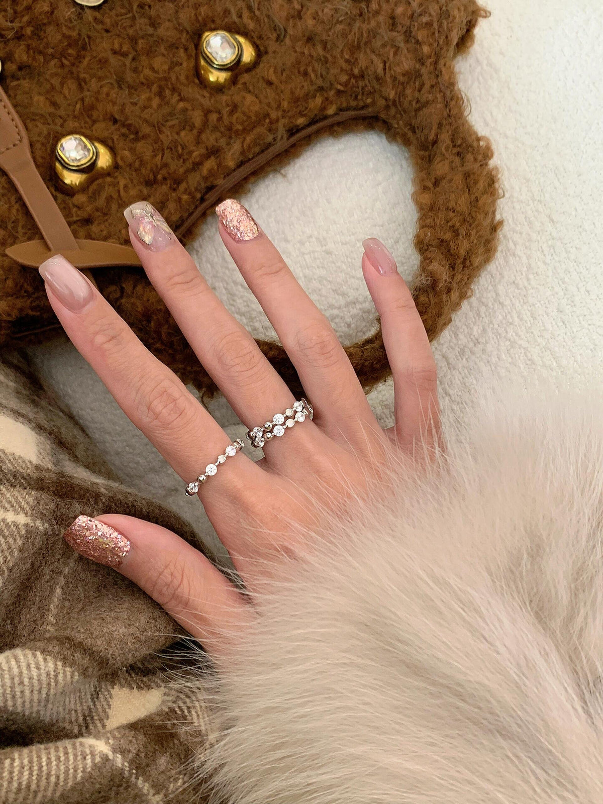 S925 Sterling Moissanite Spaced Round Band Bead Rings