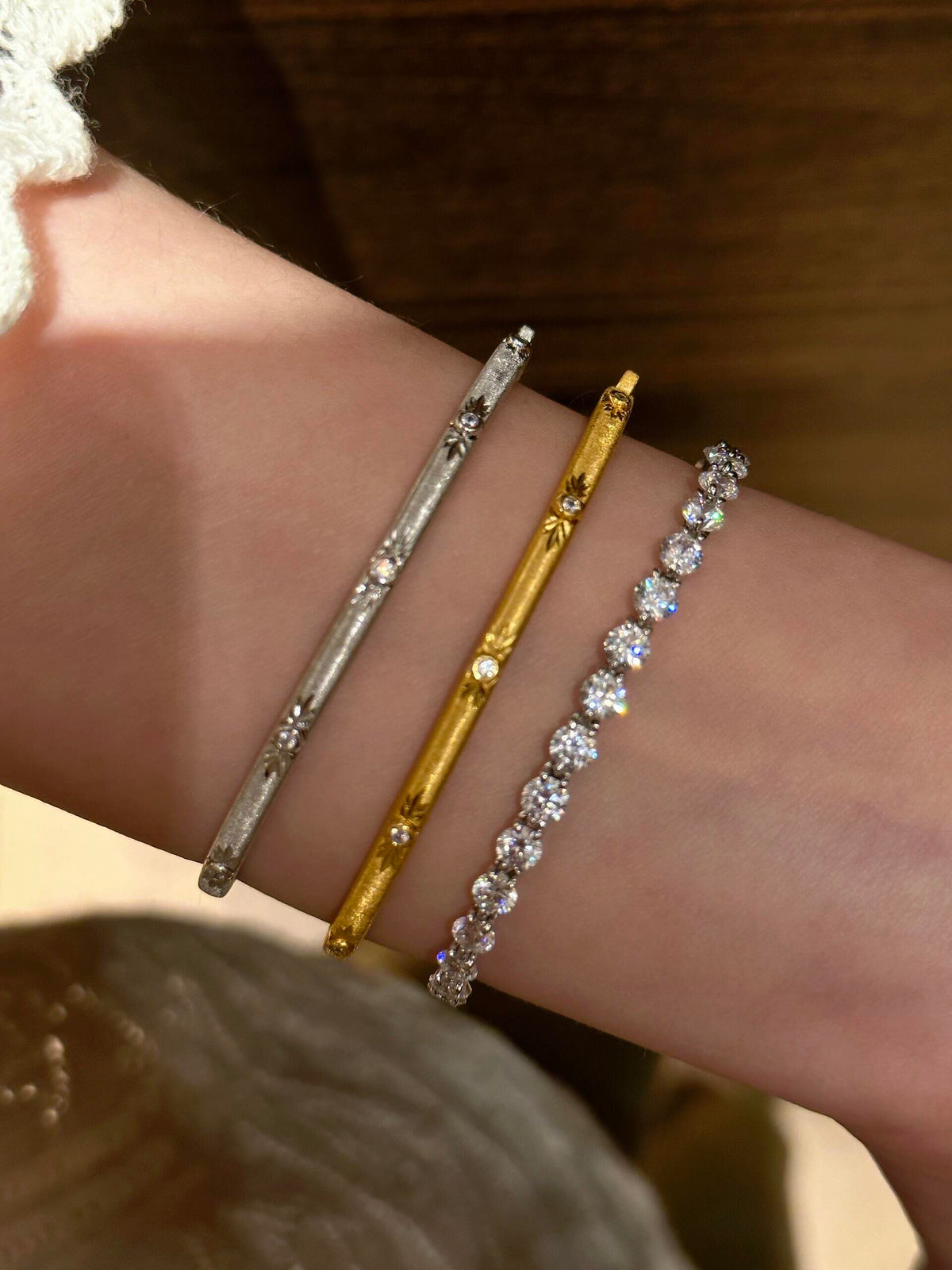 S925 Sterling Tennis Round Diamonds Bracelet