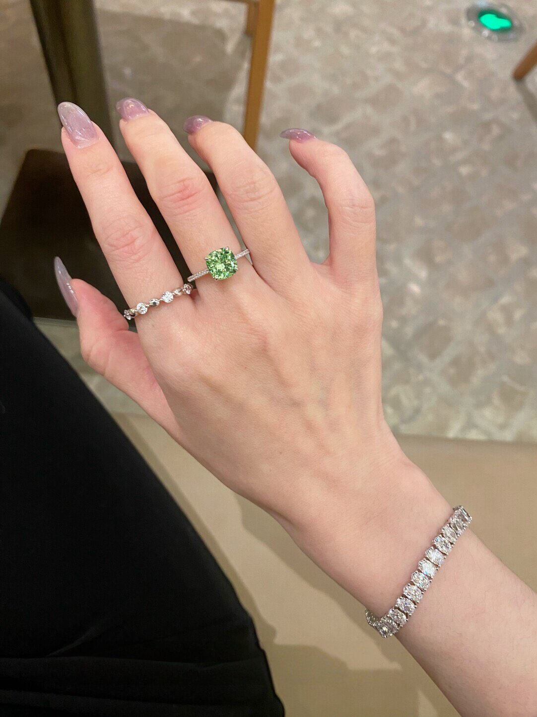 S925 Sterling Moissanite Spaced Round Band Bead Rings