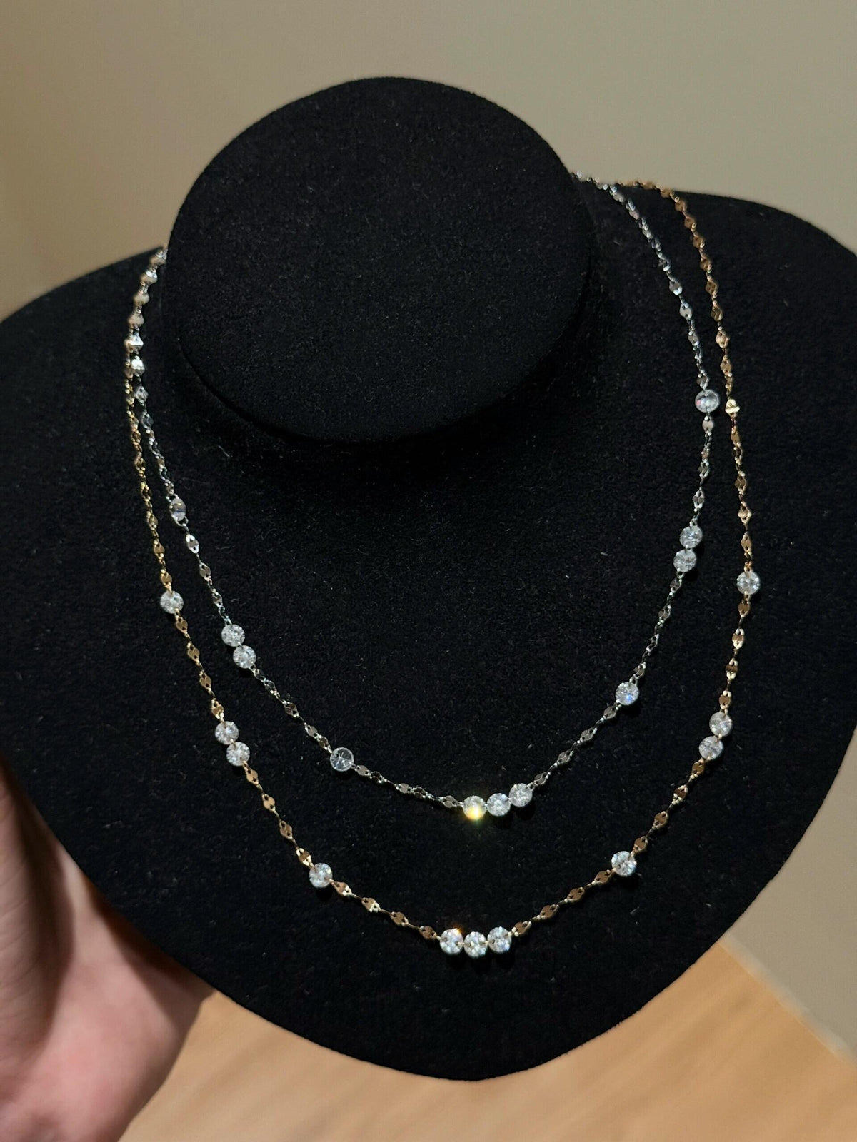 S925 Sterling Sparkling Diamond-studded Water Ripple Necklace or Bracelet