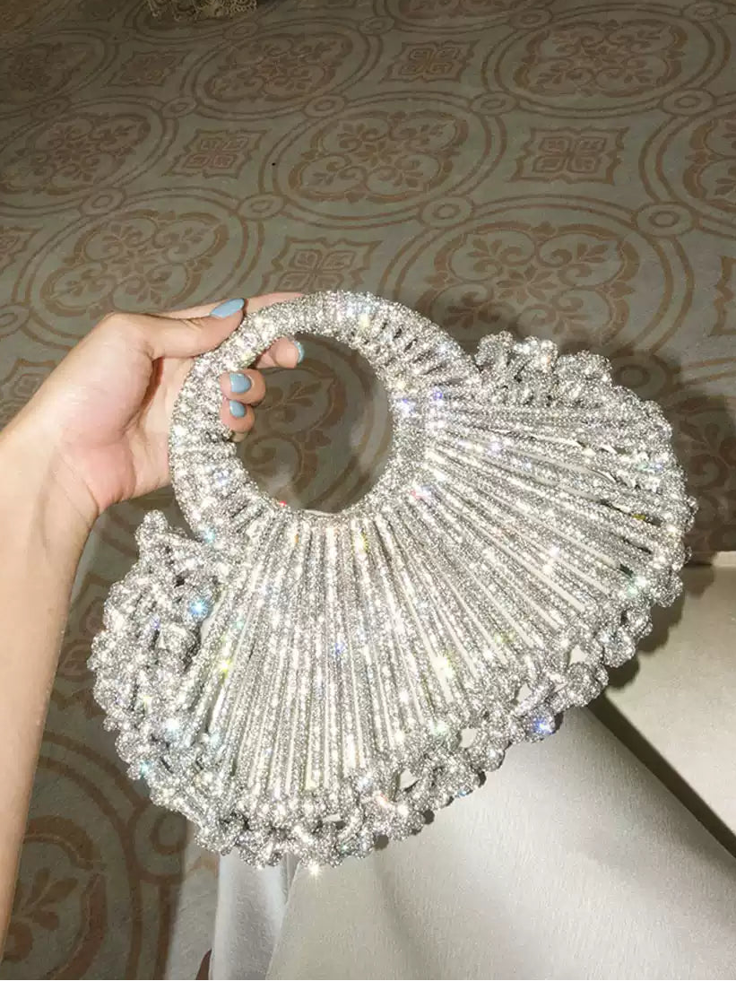 French Shell Hollow-Out Rhinestones Evening Bag