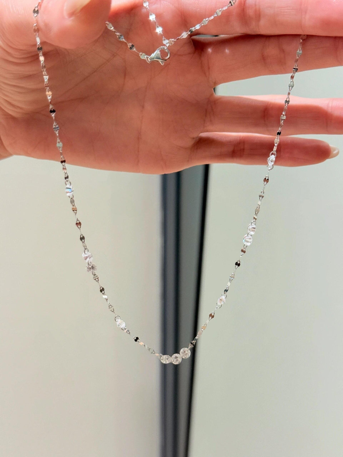 S925 Sterling Sparkling Diamond-studded Water Ripple Necklace or Bracelet