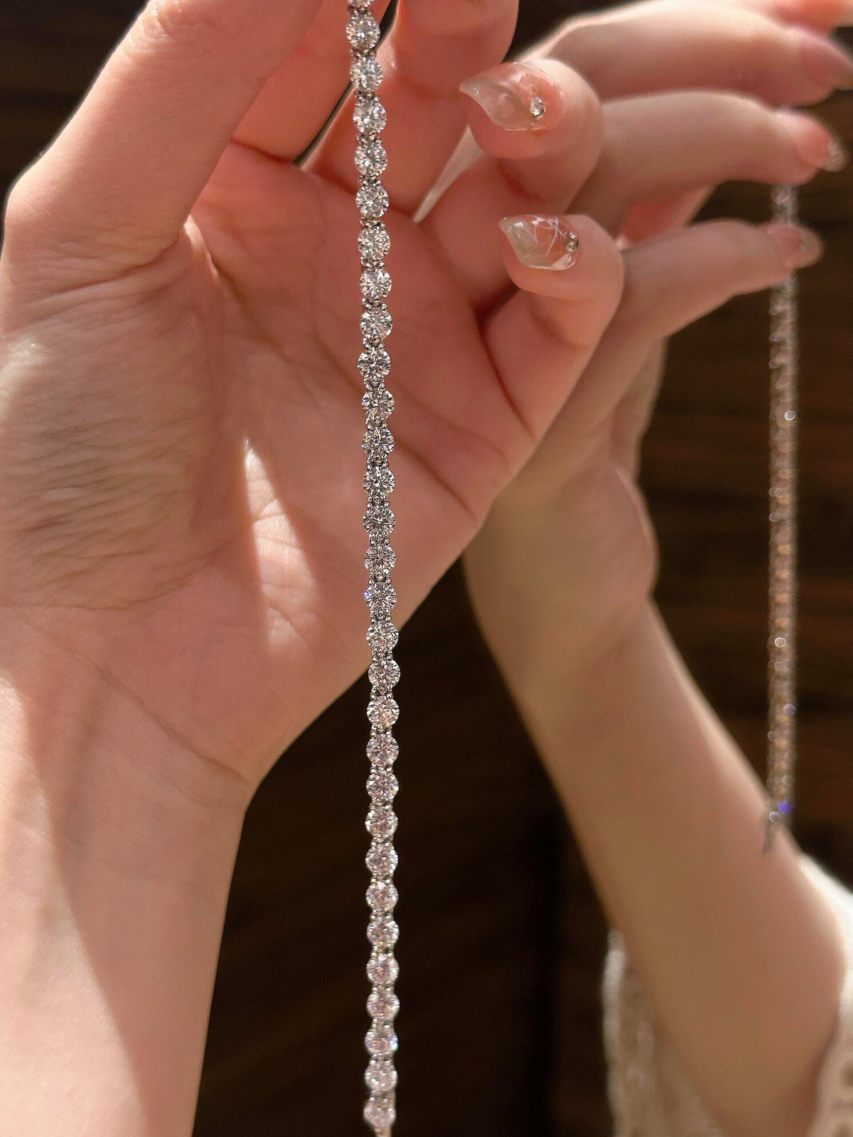 S925 Sterling Tennis Round Diamonds Bracelet