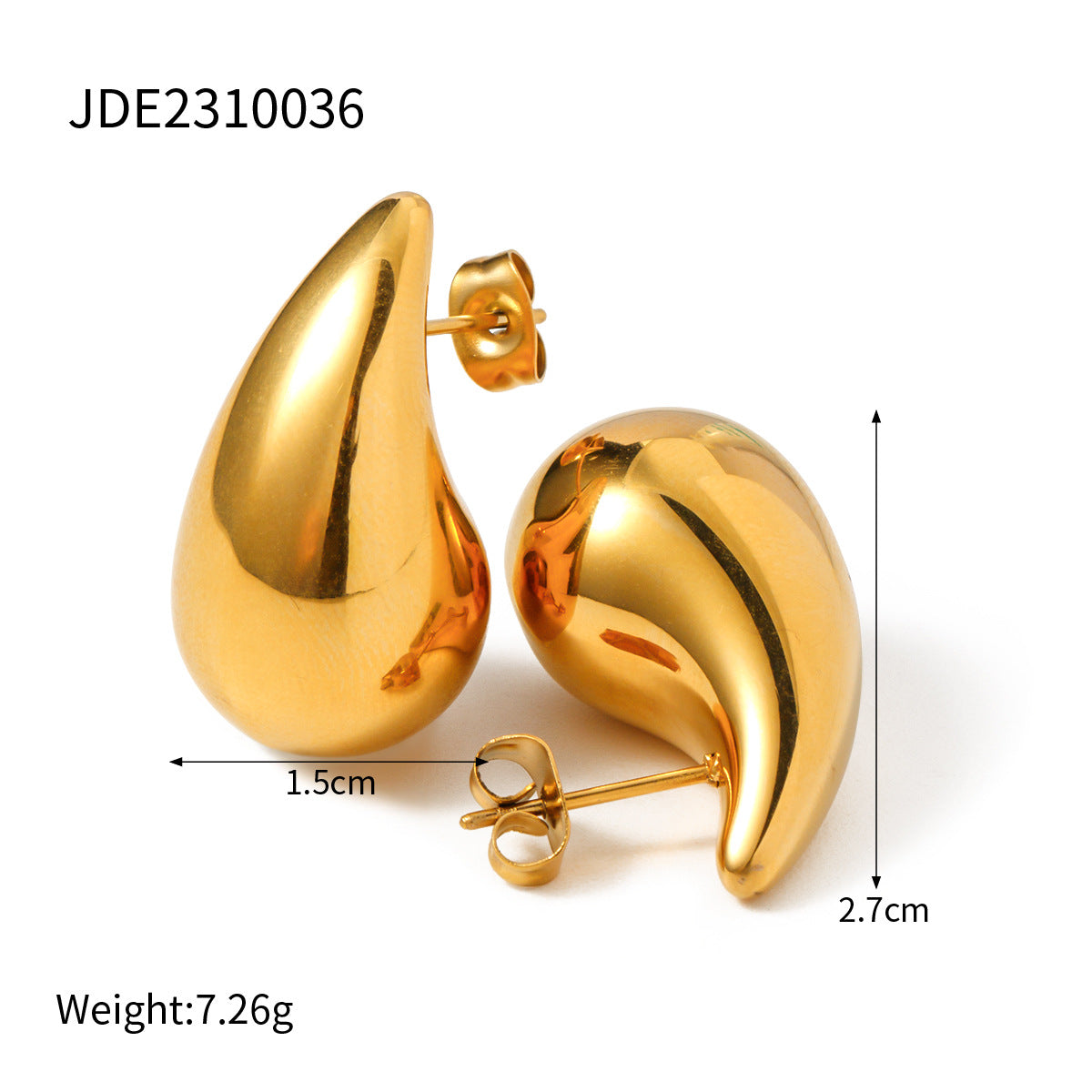 18k Gold Plated Water Drop Shaped Earrings