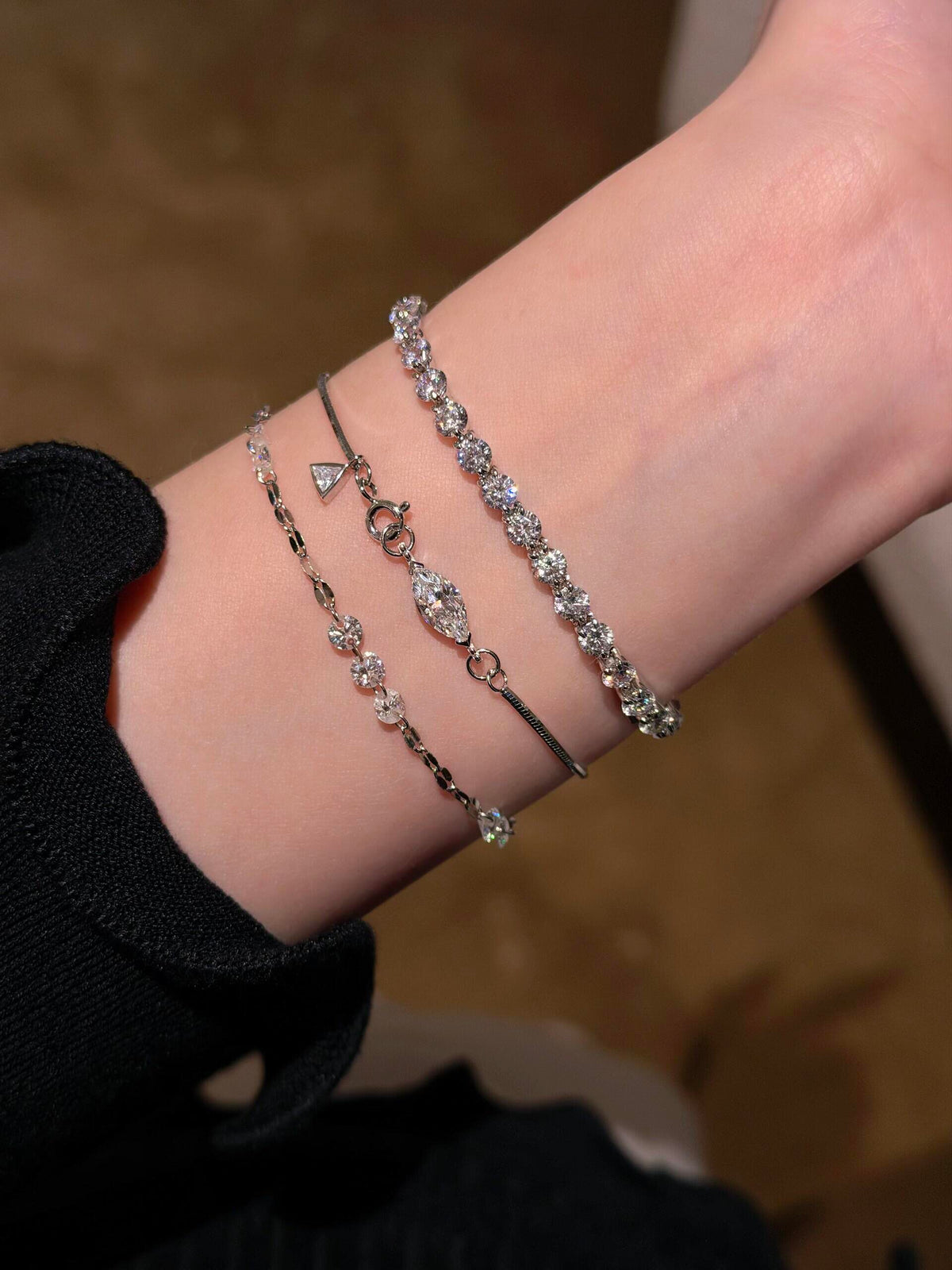 S925 Sterling Tennis Round Diamonds Bracelet