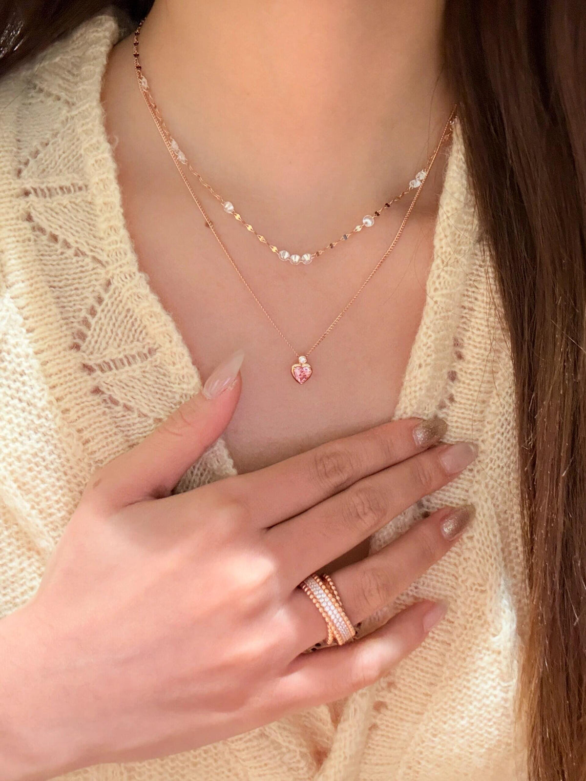 S925 Sterling Sparkling Diamond-studded Water Ripple Necklace or Bracelet