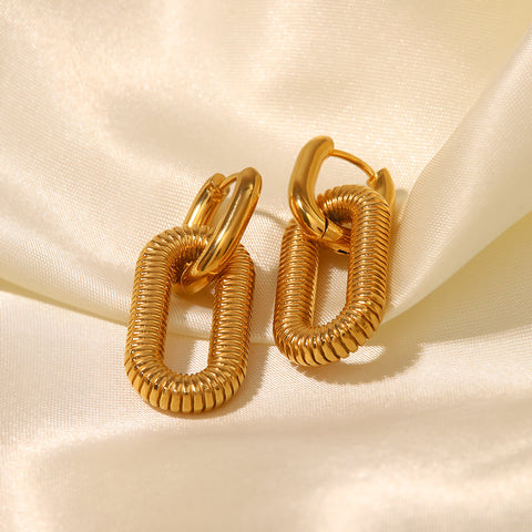 18k Gold Plated Chain Links Dangle Earrings