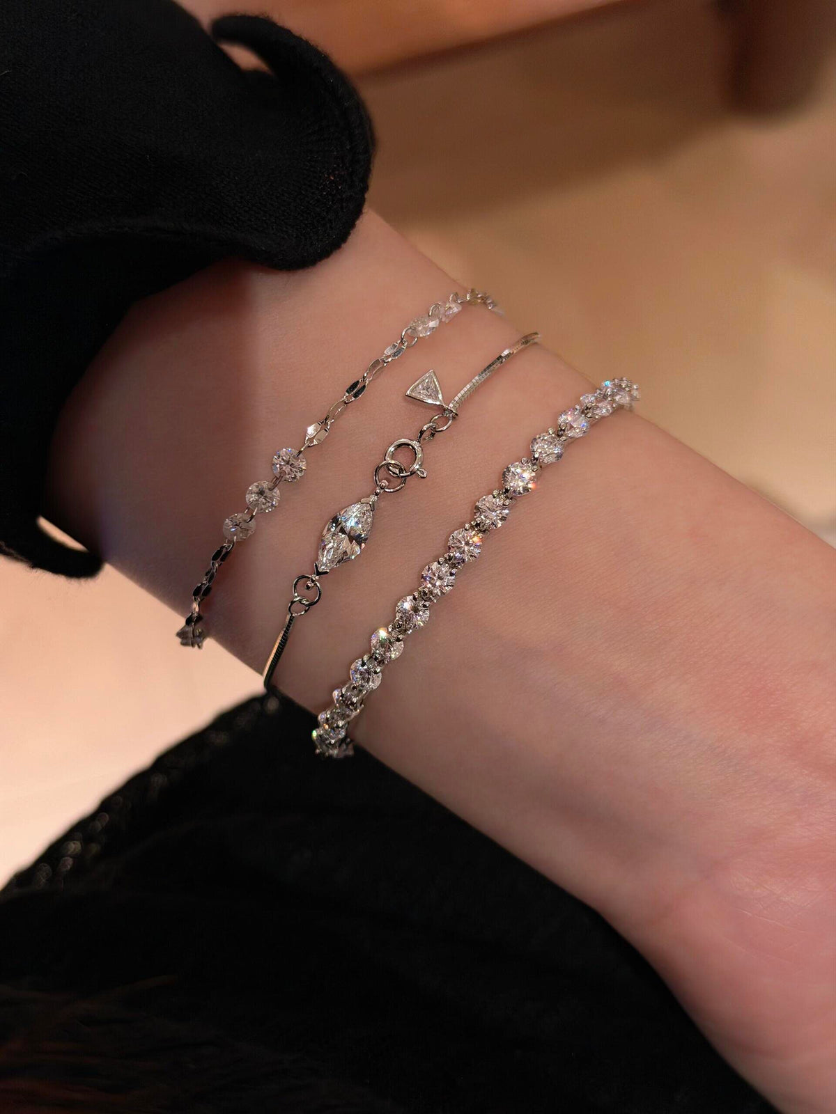 S925 Sterling Tennis Round Diamonds Bracelet