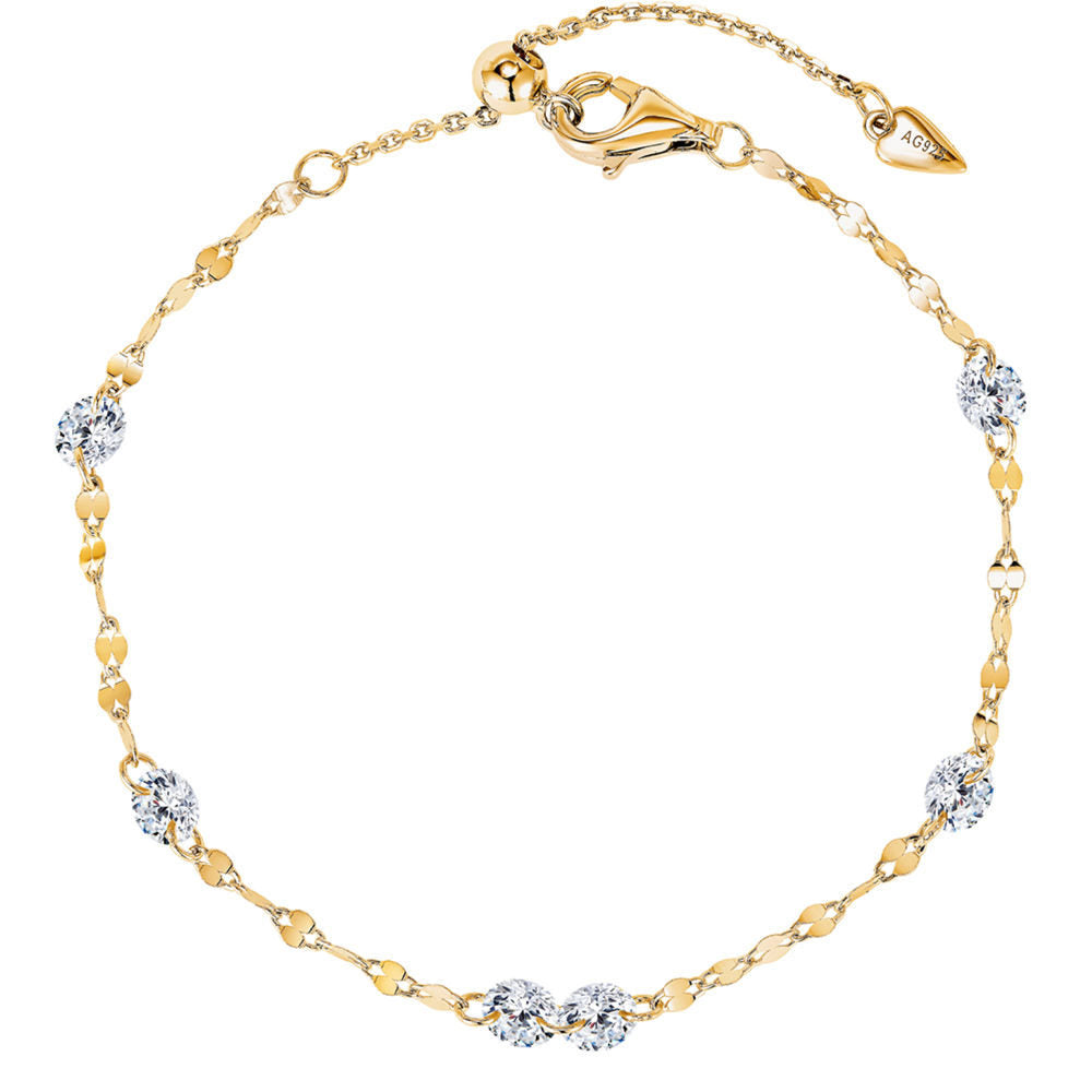 S925 Sterling Sparkling Diamond-studded Water Ripple Necklace or Bracelet