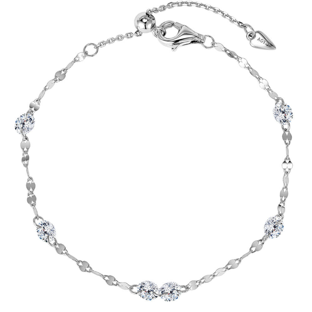 S925 Sterling Sparkling Diamond-studded Water Ripple Necklace or Bracelet