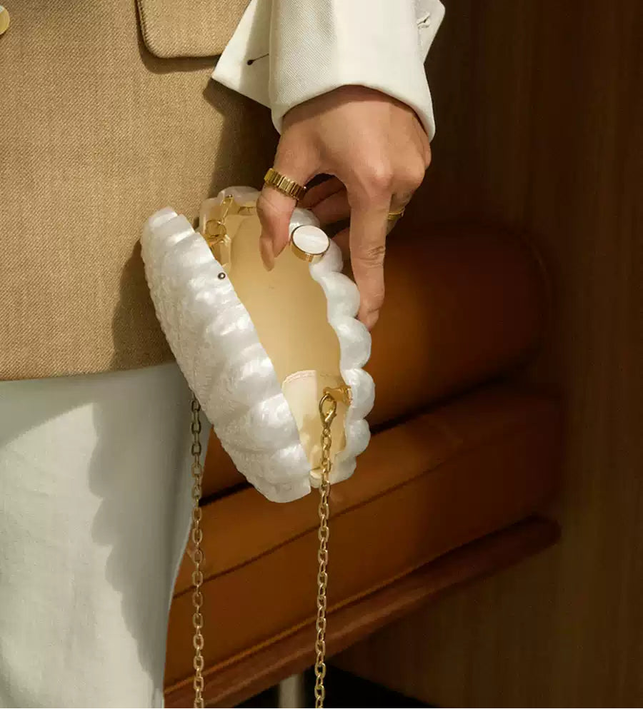 Retro Scallop Shell Evening Clutch Bag