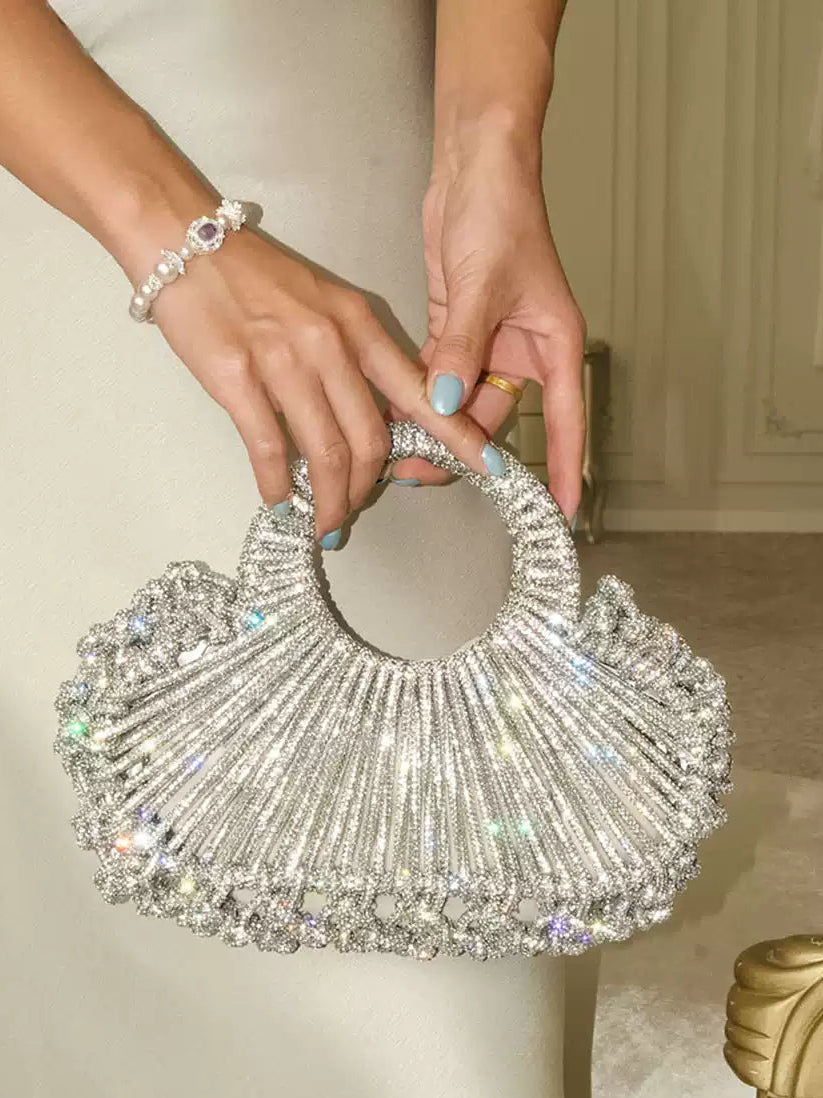 French Shell Hollow-Out Rhinestones Evening Bag