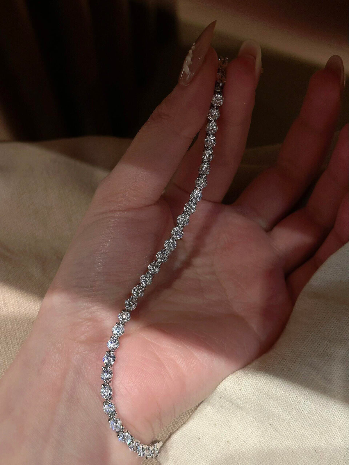S925 Sterling Tennis Round Diamonds Bracelet