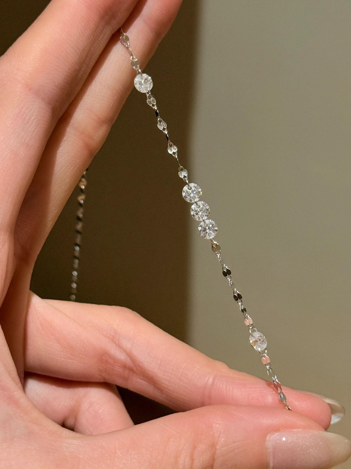 S925 Sterling Sparkling Diamond-studded Water Ripple Necklace or Bracelet
