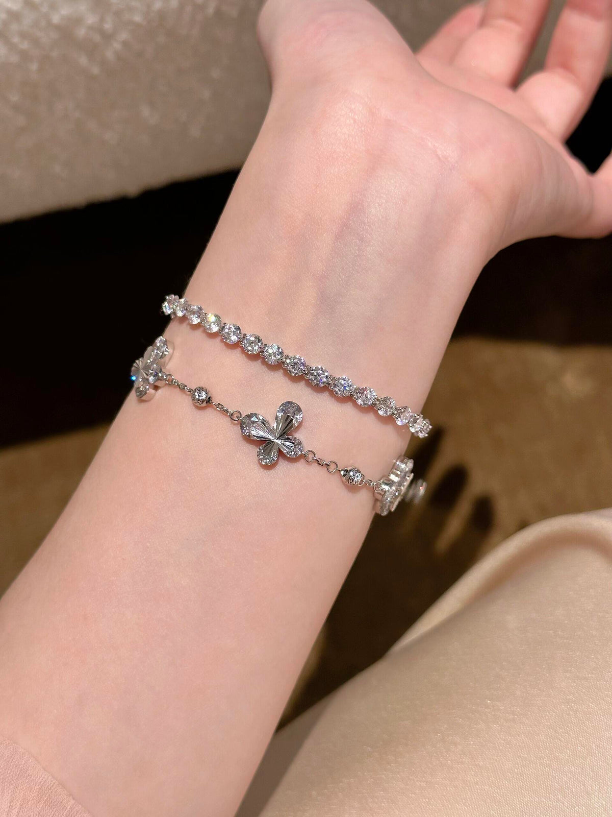 S925 Sterling Tennis Round Diamonds Bracelet
