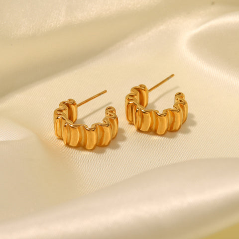 18k Gold Plated Ribbed Texture Earrings