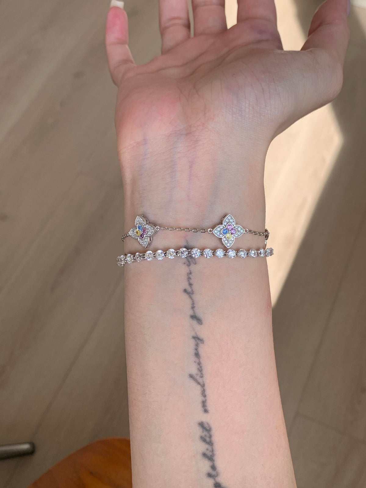 S925 Sterling Tennis Round Diamonds Bracelet