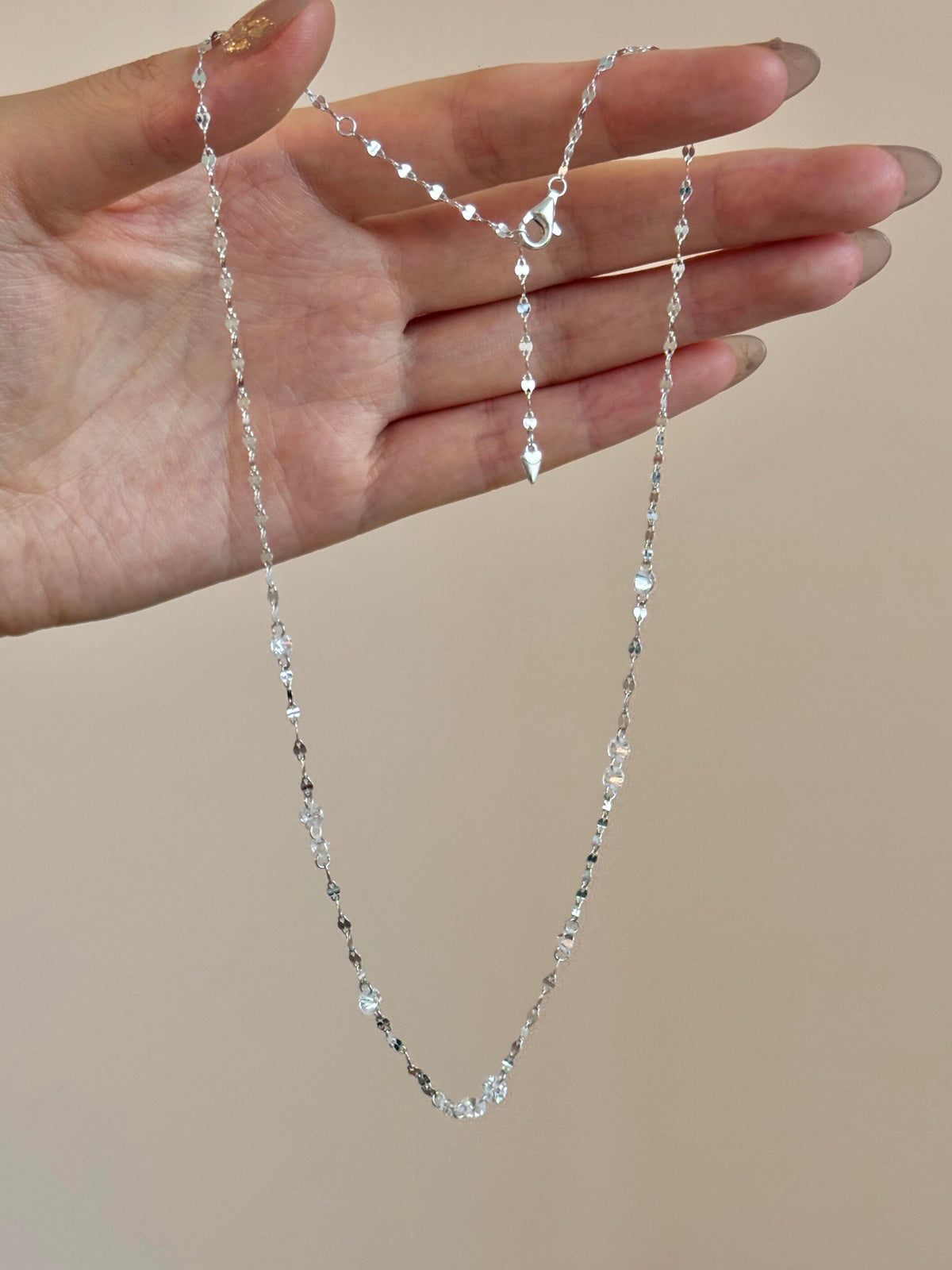 S925 Sterling Sparkling Diamond-studded Water Ripple Necklace or Bracelet